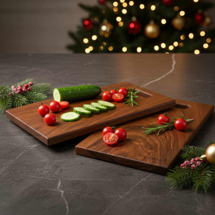 Elfida Doğal Ceviz 2’li Kesme ve Sunum Tahtası Seti