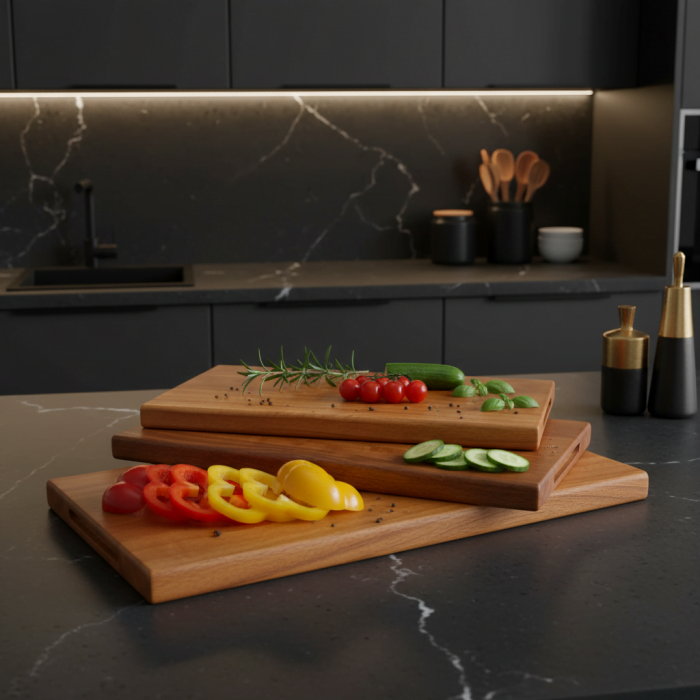 Elnino Ceviz Ağacından El Yapımı 3’lü Kesme ve Sunum Tahtası Seti